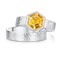 Honeycomb 8mm Citrine Ring Set in Sterling Silver by Sheila Fleet Jewellery