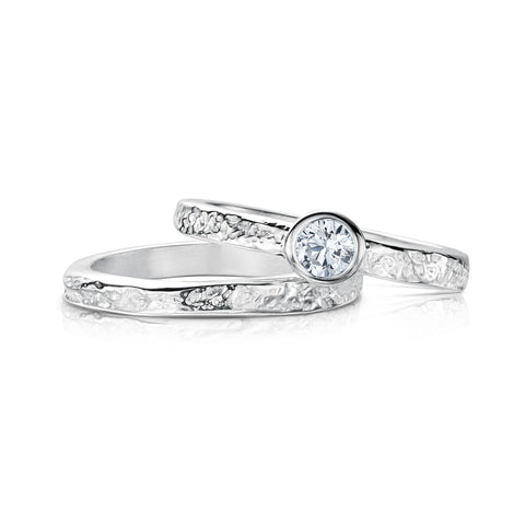 Matrix Cubic Zirconia Ring Set in Sterling Silver