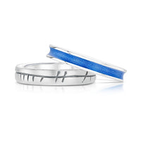 Halo ‘Blue’ Enamel & Ogham Sterling Silver Ring Set