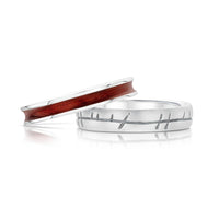 Halo ‘Red’ Enamel & Ogham Sterling Silver Ring Set