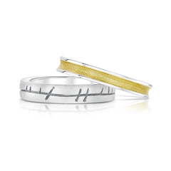 Halo ‘Yellow’ Enamel & Ogham Sterling Silver Ring Set