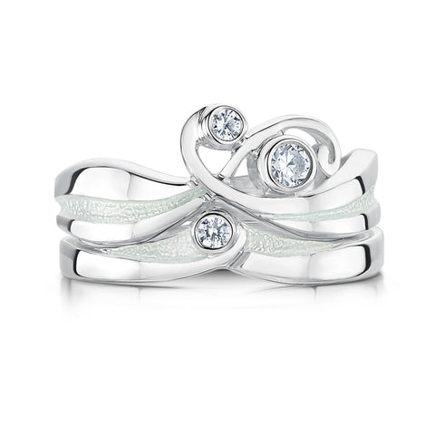 New Wave ‘Crystal’ Enamel CZ Ring Set in Sterling Silver by Sheila Fleet Jewellery