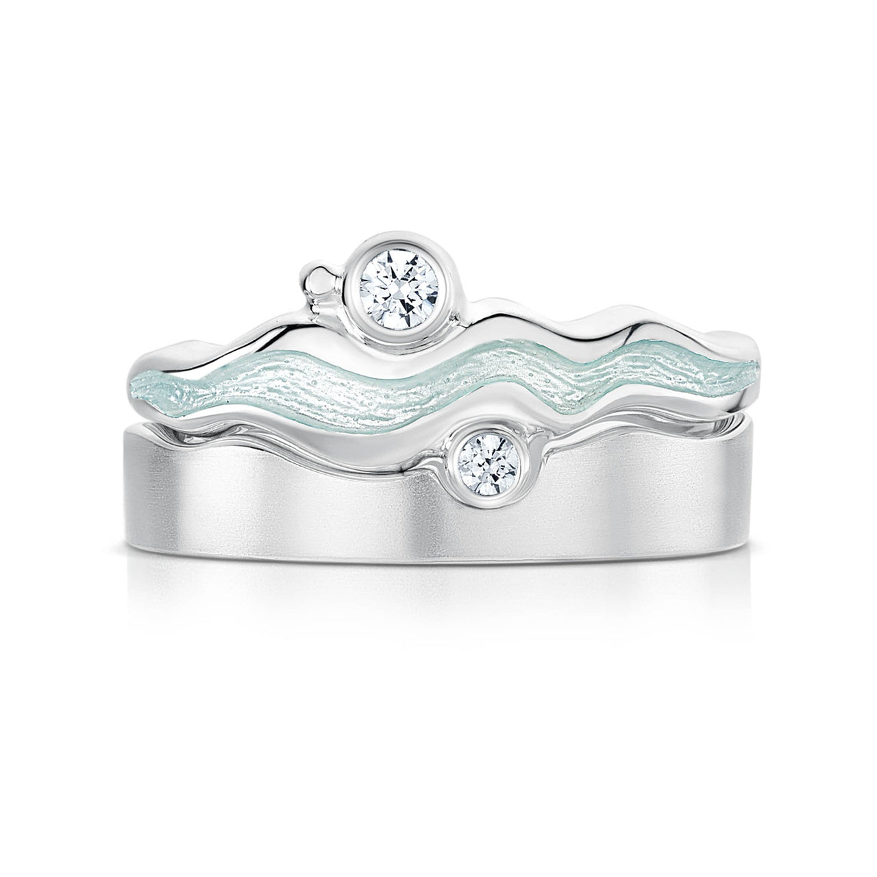 River Ripples 3mm CZ Silver Ring Set in Frost Enamel – Sheila Fleet ...