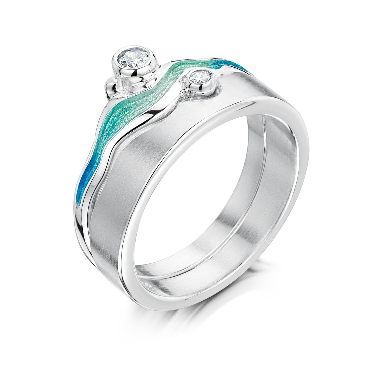 River Ripples 3mm Cubic Zirconia Ring Set in Shallows Enamel – Sheila ...