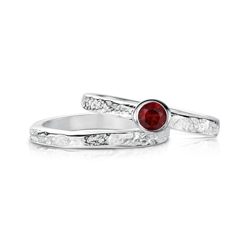 Matrix Garnet Ring Set in Sterling Silver