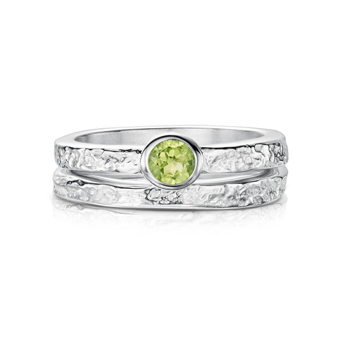 Matrix Peridot Ring Set in Sterling Silver by Sheila Fleet Jewellery