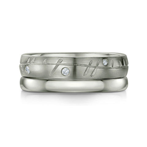 Ogham Ring Set in Platinum by Sheila Fleet Jewellery