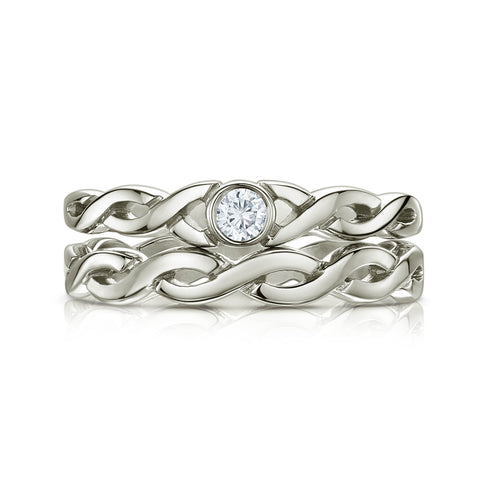 Celtic Twist Solitaire Ring Set in Platinum