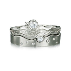 Diamond River Ripples Ring Set in Platinum