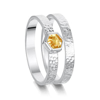 Honeycomb 4mm Citrine Hexagon Ring Set in Sterling Silver by Sheila Fleet Jewellery
