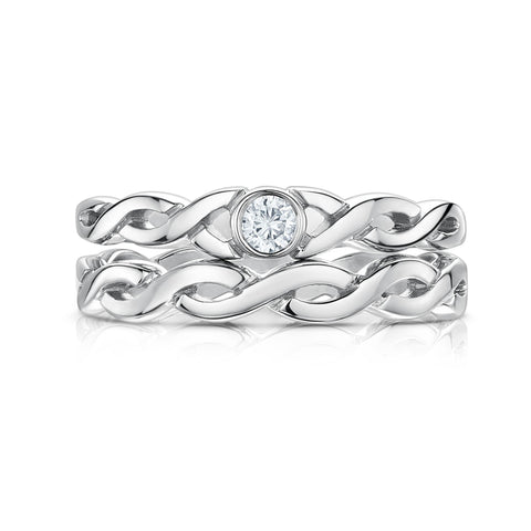 Celtic Twist 3mm Cubic Zirconia Ring Set in Sterling Silver