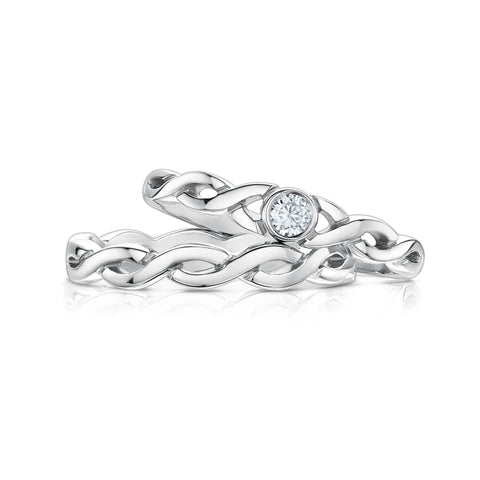 Celtic Twist 3mm Cubic Zirconia Ring Set in Sterling Silver