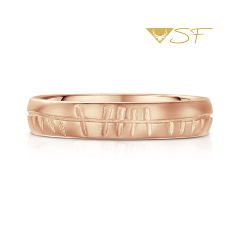 Ogham Small Ring in 18ct Rose Scottish Gold by Sheila Fleet Jewellery