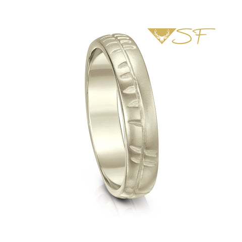 18ct White Scottish Gold Ogham ring by Sheila Fleet Jewellery.