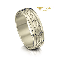 Pierowall Twist Celtic Ring in 18ct White Scottish Gold by Sheila Fleet Jewellery