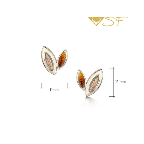 Seasons Autumn Enamel Petite Stud Earrings in 18ct Scottish Gold by Sheila Fleet Jewellery