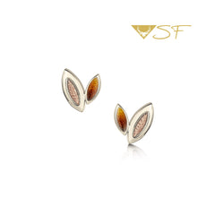 Seasons Autumn Enamel Petite Stud Earrings in 18ct Scottish Gold by Sheila Fleet Jewellery