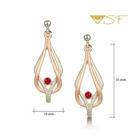 Reef Knot Ruby Drop Earrings in 18ct White & Rose Scottish Gold by Sheila Fleet Jewellery