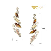 Seasons Autumn Enamel 4-leaf Drop Earrings in 18ct Scottish Gold by Sheila Fleet Jewellery