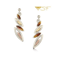Seasons Autumn Enamel 4-leaf Drop Earrings in 18ct Scottish Gold by Sheila Fleet Jewellery