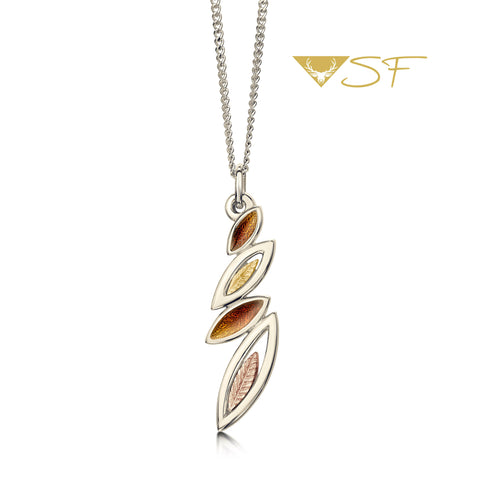 Seasons Autumn Enamel Small Pendant in 18ct Scottish Gold by Sheila Fleet Jewellery