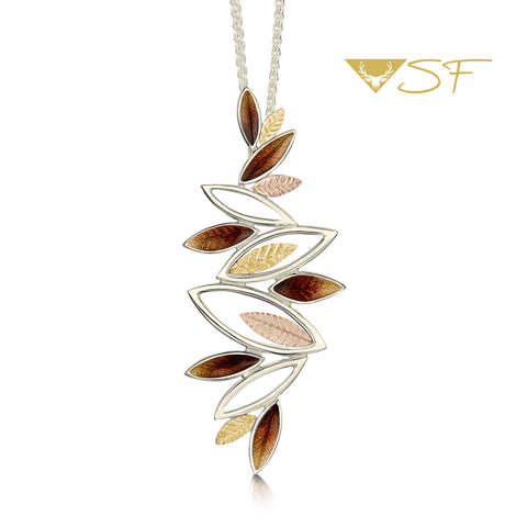 Seasons Autumn Dress Pendant in 18ct White, Yellow & Rose Scottish Gold by Sheila Fleet Jewellery