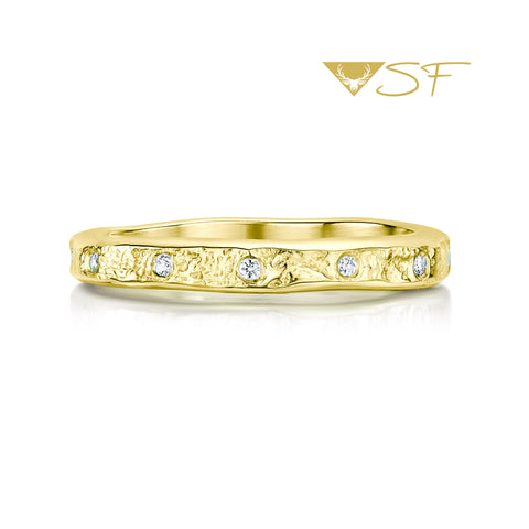Matrix 12-Diamond Band in 18ct Yellow Scottish Gold by Sheila Fleet Jewellery