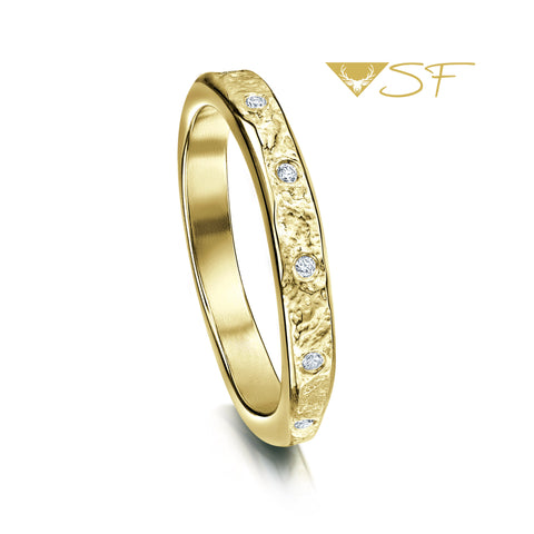 Matrix 12-Diamond Band in 18ct Yellow Scottish Gold by Sheila Fleet Jewellery