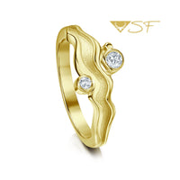 River Ripples Diamond Ring in 18ct Yellow Scottish Gold by Sheila Fleet Jewellery
