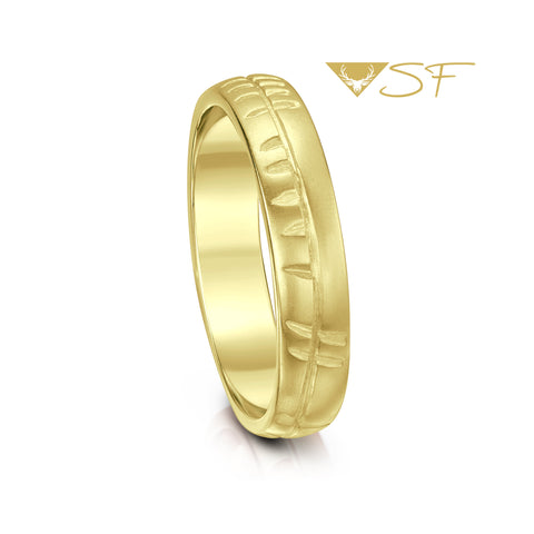 18ct Yellow Scottish Gold Ogham ring by Sheila Fleet Jewellery.