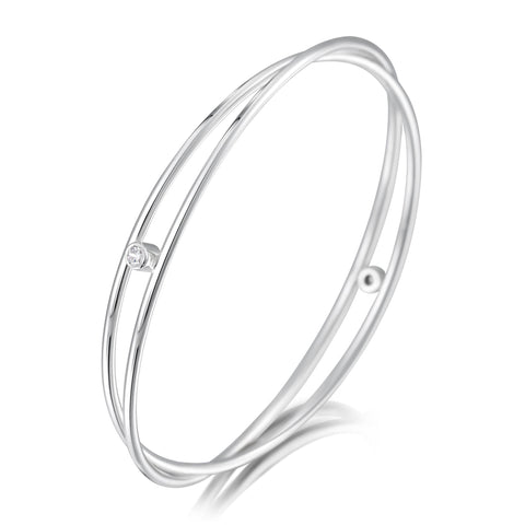 Kiss Bangle in Sterling Silver with Cubic Zirconia by Sheila Fleet Jewellery