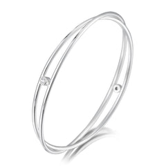 Kiss Bangle in Sterling Silver with Cubic Zirconia by Sheila Fleet Jewellery