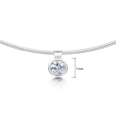 Cubic Zirconia Solitaire Necklace in Sterling Silver