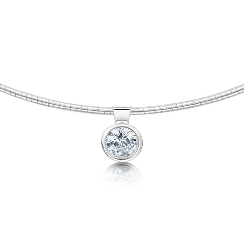 Cubic Zirconia Solitaire Necklace in Sterling Silver