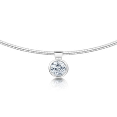 Cubic Zirconia Solitaire Necklace in Sterling Silver