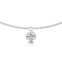 Cubic Zirconia Solitaire Necklace in Sterling Silver