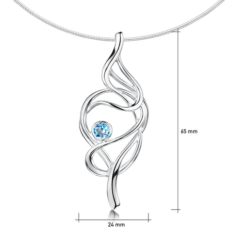 Tidal Blue Topaz Occasion Necklace in Sterling Silver