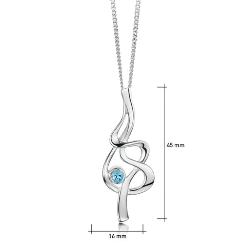 Tidal Blue Topaz Pendant Necklace in Sterling Silver