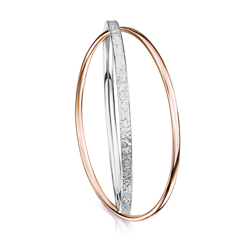 Matrix Embrace Bangle in Silver & 9ct Rose Gold by Sheila Fleet Jewellery