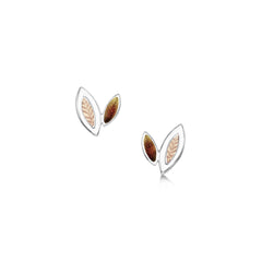 Seasons Gold Leaves Petite Stud Earrings in Autumn Enamel by Sheila Fleet Jewellery