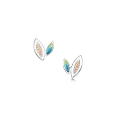 Seasons Gold Leaves Petite Stud Earrings in Summer Enamel by Sheila Fleet Jewellery