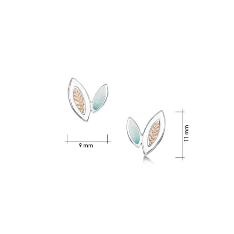 Seasons Gold Leaves Petite Stud Earrings in Winter Enamel by Sheila Fleet Jewellery