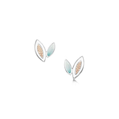 Seasons Gold Leaves Petite Stud Earrings in Winter Enamel by Sheila Fleet Jewellery