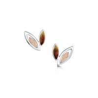 Seasons Gold Leaves Small Stud Earrings in Autumn Enamel by Sheila Fleet Jewellery