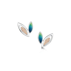 Seasons Gold Leaves Small Stud Earrings in Spring Enamel by Sheila Fleet Jewellery