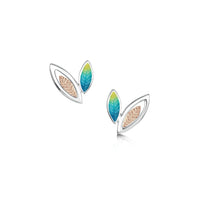 Seasons Gold Leaves Small Stud Earrings in Summer Enamel by Sheila Fleet Jewellery