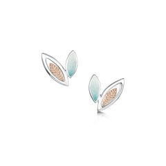 Seasons Gold Leaves Small Stud Earrings in Winter Enamel by Sheila Fleet Jewellery