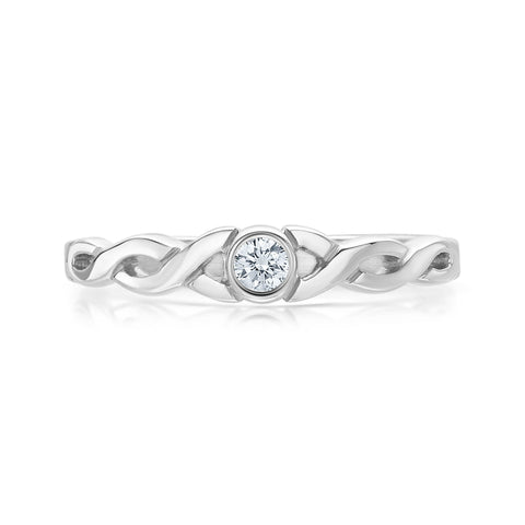 Celtic Twist 3mm Cubic Zirconia in Ring Sterling Silver by Sheila Fleet Jewellery