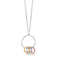 Wave Surfers 3-ring Pendant in Silver, 9ct Yellow & Rose Gold by Sheila Fleet Jewellery