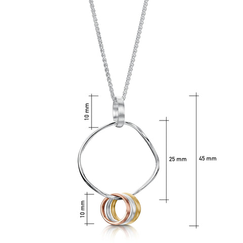 Wave Surfers 4-ring Pendant in Silver, 9ct Yellow & Rose Gold by Sheila Fleet Jewellery